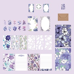Средний Фиолетовый Набор бумаги для скрапбукинга, для альбома для вырезок diy, поздравительная открытка, справочная бумага, прямоугольник с цветочным узором, средне фиолетовый, 30~210x40~297 мм, 40 шт / комплект