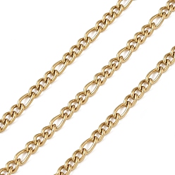 Золотой 304 из нержавеющей стали Figaro цепи, несварные, с катушкой, ионное покрытие (ip), золотые, 5.5x3x0.5 мм и 4x3x0.5 мм