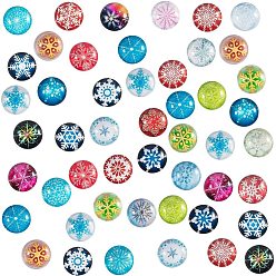 (52) Непрозрачная лаванда Flatback стеклянные кабошоны для поделок проектов, купол / полукруглый, Новогодняя тема, снежинка шаблон, разноцветные, 12x4 мм, 140шт / коробка