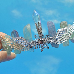 Флюорит Резинки для волос из натурального флюорита, крылья с солнечными коронами-резинками для волос для женщин и девочек, 350x150 мм