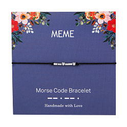 Платина Браслеты с азбукой Морзе, плетеные браслеты из латунных бусин для женщин, с вощеной шнур, платина, 5-1/8~11 дюйм (13~28 см)