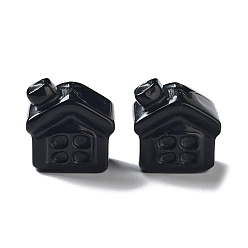 Обсидиан Резные статуэтки дома исцеления из натурального обсидиана, Украшения из камня с энергией Рейки, 24x17x25.5 мм