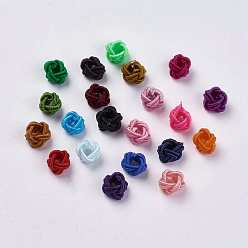 Mixed Color Polyester Weave Beads, Round, Mixed Color, 6.5x4.5mm, Hole: 4mm