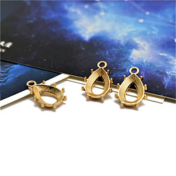 Light Gold Alloy Pendant Cabochon Settings, Teadrop, Light Gold, Tray: 14x10mm, 18x12mm, 10pcs/set