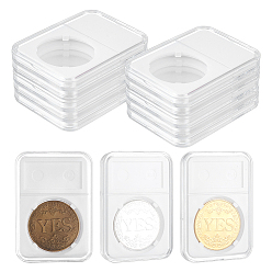 Clear 10Pcs Transparent Plastic Coin Storage Box, Rectangle, Clear, 8.5x5.9x0.8cm