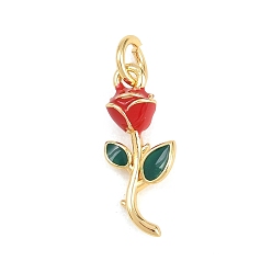 Красный Латунные подвески, с эмалью, , реальный 18 k позолоченный, без кадмия и без свинца, красные, 14x8x4.5 мм, отверстие : 3.5 мм