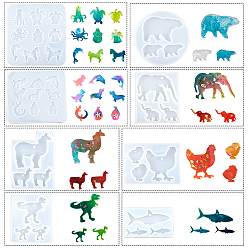 Белый Наборы для ключей, Силиконовые формы, формы для литья смолы, для уф-смолы, изготовление ювелирных изделий из эпоксидной смолы, с железным кольцом для ключей и прыжковыми кольцами, животное, белые, 68x8 мм, 1 PC