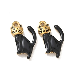 Cat Shape 304 нержавеющей стальной эмали подвески, ионное покрытие (ip), реальный 18 k позолоченный, подвески в форме кошки, 20.5x12.5x4 мм, отверстие : 1.2 мм