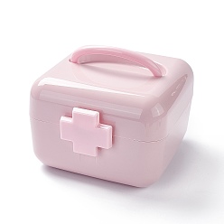Pink PP Plastic Multipurpose Portable Storage Box, for Sewing Box, Tool Box, First Aid Kit, Craft Supplies Organizer Case, with Latching Lid & Handle, Rectangle, Pink, 185x160x110mm, Inner Diameter: 155x154mm