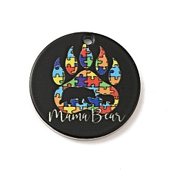 Другие Не портит тему осведомленности об аутизме 201 подвески из нержавеющей стали, плоско-круглые, цвет нержавеющей стали, пазл, 25x1 мм, отверстие : 1.8 мм