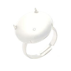 Посеребрённый Регулируемые латунные 4 настройки зубцового кольца, круглые подносы с кольцевым основанием, стойки покрытие, долговечный, без свинца и без кадмия, 925 серебро покрытием, лоток : 18.5 мм, 3 мм, внутренний диаметр: 18 мм