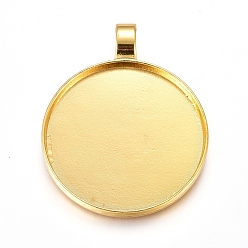 Golden Alloy Pendant Cabochon Settings, Plain Edge Bezel Cups, DIY Findings for Jewelry Making, Cadmium Free & Nickel Free & Lead Free, Flat Round, Golden, 62.5x50x4mm