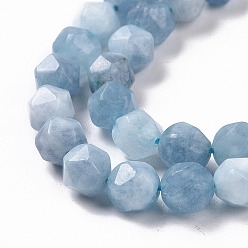 Light Steel Blue Natural Quartz Beads Strands, Faceted Polygon, Dyed & Heated, Light Steel Blue, 7.5~8x8x8mm, Hole: 1.2mm, about 48pcs/strand, 15.35 inch(39cm)