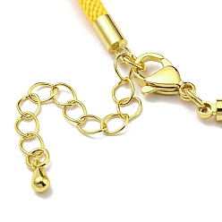 Yellow Nylon Cords Bracelet Makings Fit for Connector Charms, with Brass Findings and 304 Stainless Steel Lobster Claw Clasps, Long-Lasting Plated, Yellow, 6-1/2~6-3/4 inch(16.5~17cm), Hole: 1.8mm