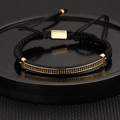 Rectangle 304 браслеты из плетеных бусин из нержавеющей стали, золотые, прямоугольные, 7-1/8 дюйм (18 см)