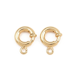 Настоящее золото 18K Латунная застежка пружинного кольца, стойки покрытие, без кадмия и без свинца, долговечный, реальный 18 k позолоченный, 10x7x2.5 мм, отверстие : 1.2 мм