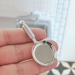 Платина Мини-модель сковороды из сплава, кухонные аксессуары для кукольного домика микропейзаж, притворяясь опорными украшениями, платина, 52x26 мм