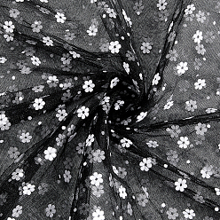 Black 1Pc Polyester Fabrics, Daisy Pattern, Black, 1550~1780x0.5mm