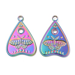 Rainbow Color 304 подвески из нержавеющей стали, говорящая доска с подвеской в виде мотылька, Радуга цветов, 28x20x2 мм, отверстие : 3 мм