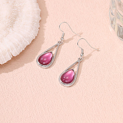 Камелия Женские серьги из сплава, болтаются серьги, слеза, платина, камелия, 45x14 мм