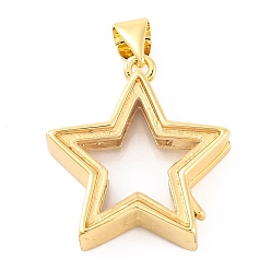 Звезда Стойки обшивки латунь медальона подвески, с пластиковым, без кадмия и без свинца, долговечный, реальный 18 k позолоченный, звезда, 21x20x6 мм, отверстие : 4x3 мм