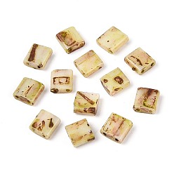 Бледно-Золотистый 2 Отверстие для выпечки краски стеклянные бусины, квадратный, бледно золотарник, 5x5x2 мм, отверстие : 0.7~1 мм, Около 455 шт / 50 г
