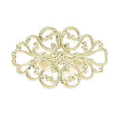 Real 14K Gold Plated Flower Brass Lapel Pin Brooches for Clothes, Real 14K Gold Plated, 20.5x31.5mm