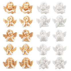 Mixed Color Resin Cabochons, Cupid/Cherub and Spray Painted Angel, White/Goldenrod, 24.5~30.5x27~32x9~13.5mm, 20pcs/set