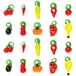 (52) Непрозрачная лаванда Кулоны лэмпворк, фрукты, разноцветные, 15x11 мм, отверстие : 4 мм