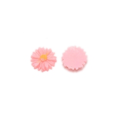 Pink Undurchsichtigen Cabochons, Sonnenblume, rosa, 13.5x4 mm