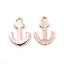 Roségold 304 Edelstahl Reize, Anker, Roségold, 12x9x1 mm, Bohrung: 1.2 mm