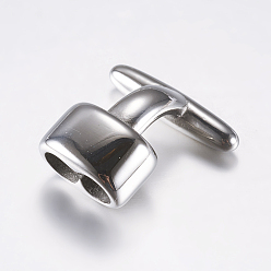 Stainless Steel Color Non-Tarnish 316 Surgical Stainless Steel T Bar Hook Clasps, For Leather Cord Bracelets Making, Stainless Steel Color, 21x19x9mm, Hole: 5mm