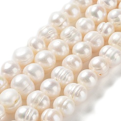 Antique White Natural Cultured Freshwater Pearl Beads Strands, Potato, Grade 2A, Antique White, 9~11.5x8.5~9mm, Hole: 0.6mm, about 36pcs/strand, 13.46''(34.2cm)