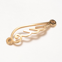 Золотой 201 соединительные звенья нержавеющие, крыло, золотые, 32.5x10x1 мм, отверстие : 1.5 мм