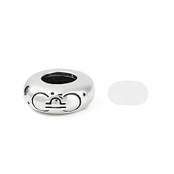 Весы 925 Европейские бусины из стерлингового серебра с разноцветными кубическими цирконами, шариков Rondelle, Весы, 9.5x3.5 мм, отверстие : 4.5 мм