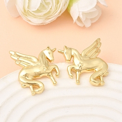 Настоящее золото 18K Серьги-гвоздики из латуни в виде лошади, без кадмия и без свинца, стойки покрытие, долговечный, реальный 18 k позолоченный, 28x28.5 мм