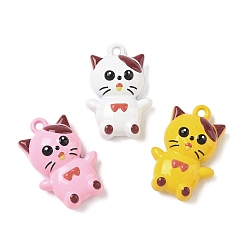 Cat Shape Подвески из сплава краски для выпечки, форма кошки, 17x11.5x5.5 мм, отверстие : 1.2 мм