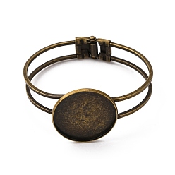 Античная Бронза Латуни браслет делает, пустое основание браслета, с обнаружением железного лотка, плоско-круглые, античная бронза, лоток : 30 мм, 62x48 мм