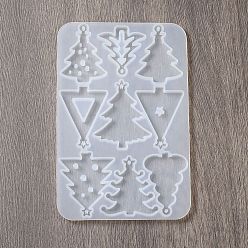 Christmas Tree DIY Christams Silicone Pendant Molds, Resin Casting Molds, Christmas Tree, 125x81x4.5mm, Hole: 1.2~2.2x2.5mm, Inner Diameter: 31.5~40x27.5~34.5mm