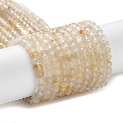 Rutilated Кварц Природные Rutilated кварцевые нити бисера, граненые, рондель, 3x2 мм, отверстие : 0.6 мм, около 128~149 шт / нитка, 15.35'' (39 см)