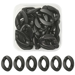 Черный 20шт. непрозрачные акриловые соединительные кольца, окрашенные распылением, разъемы для быстрой связи, для изготовления бордюрных цепей, матовые, твист, чёрные, 23x16x5 мм, внутренний диаметр: 13x6.5 мм