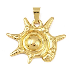 Shell Shape Подвески из нержавеющей стали 304, золотые, раковина, 26.5x30x4 мм, отверстие : 6x3 мм