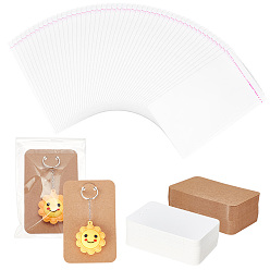 (52) Непрозрачная лаванда 2 сумки 2 цвета прямоугольник бумага брелок дисплей карты, дисплей ювелирных изделий, с 200 целлофановыми пакетами шт., разноцветные, карта: 12x7.5x0.03 см, отверстие : 5 мм