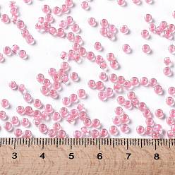 (191B) Opaque Hot Pink-Lined Rainbow Clear TOHO Round Seed Beads, Japanese Seed Beads, (191B) Opaque Hot Pink-Lined Rainbow Clear, 8/0, 3mm, Hole: 1mm, about 1110pcs/50g