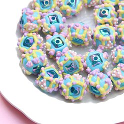 Светло-Голубой Непрозрачные акриловые бусины, бусины ручной работы, Эмаль стиле, рондель, Небесно-голубой, 18~23 мм