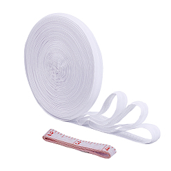 Белый 1 Рулонный плоский полипропиленовый нескользящий эластичный шнур, силиконовый захват эластичный шнур, с 1 рулоном мягкой полиуретановой рулетки, белые, 15 мм, около 10.00 ярдов (9.14 м) / рулон