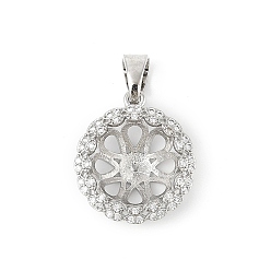 Платина Латунные микро-паве прозрачные кубические цирконии европейские подвески-шармы, привязка поручительств, за половину пробурено бисера, корзинчатая, без свинца и без кадмия, долговечный, платина, 19.5x17x6 мм, отверстие : 6.5x4 мм