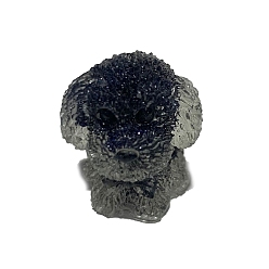 Синий Драгоценный Камень Украшение для выставки собак из смолы, с синтетической синей золотой крошкой внутри для украшения стола домашнего офиса, 20x20x25 мм