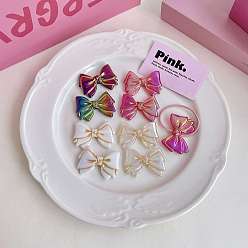 (52) Непрозрачная лаванда Гальванические непрозрачные акриловые бусины, Радуга цветов, бантом, разноцветные, 30.6x43.5x7.6 мм, отверстие : 3.8 мм