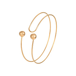 Round 304 Stainless Steel Upper Arm Cuff, Open Arm Cuff Bangles for Women, Golden, Round, Inner Diameter: 3.66 inch(9.3cm)